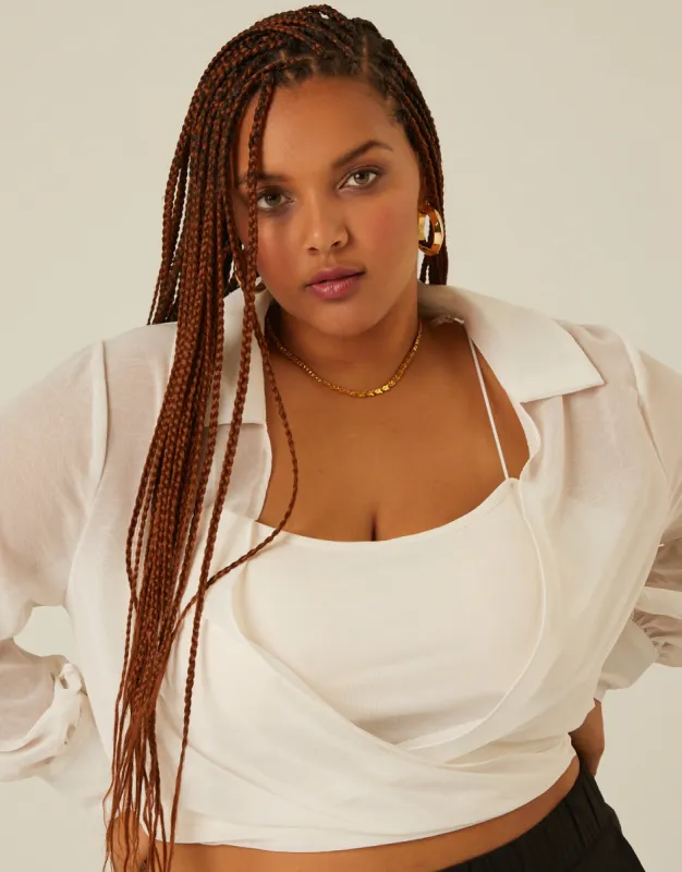 Plus Size Sheer Tie Front Top sold by 2020 Ave