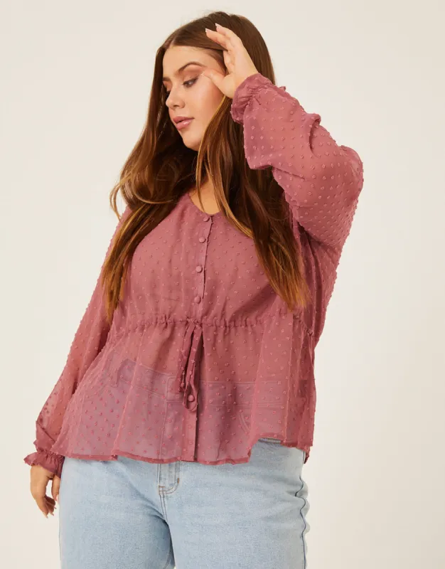 Plus Size Sheer Swiss Dot Blouse sold by 2020 Ave