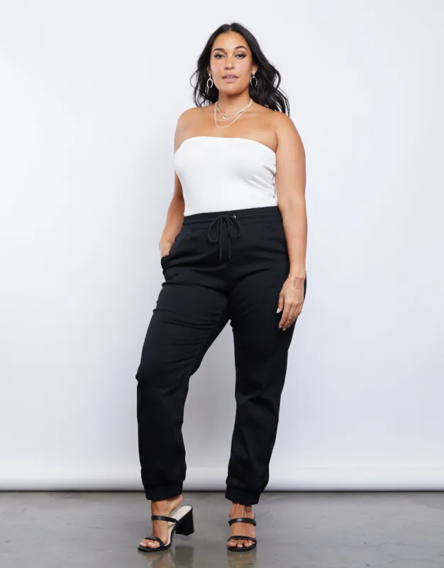 Plus Size Woven Elastic Waist Joggers sold by 2020 Ave