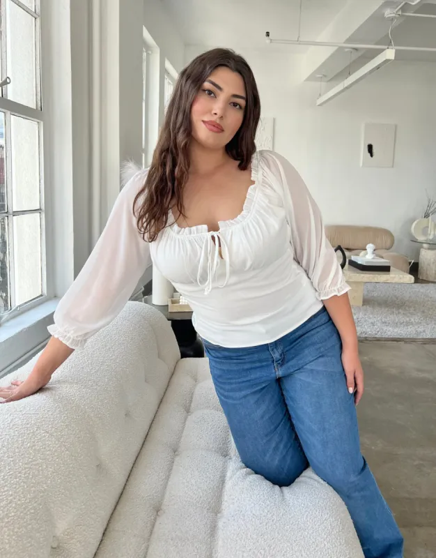 Plus Size Smocked Back Long Sleeve Blouse sold by 2020 Ave