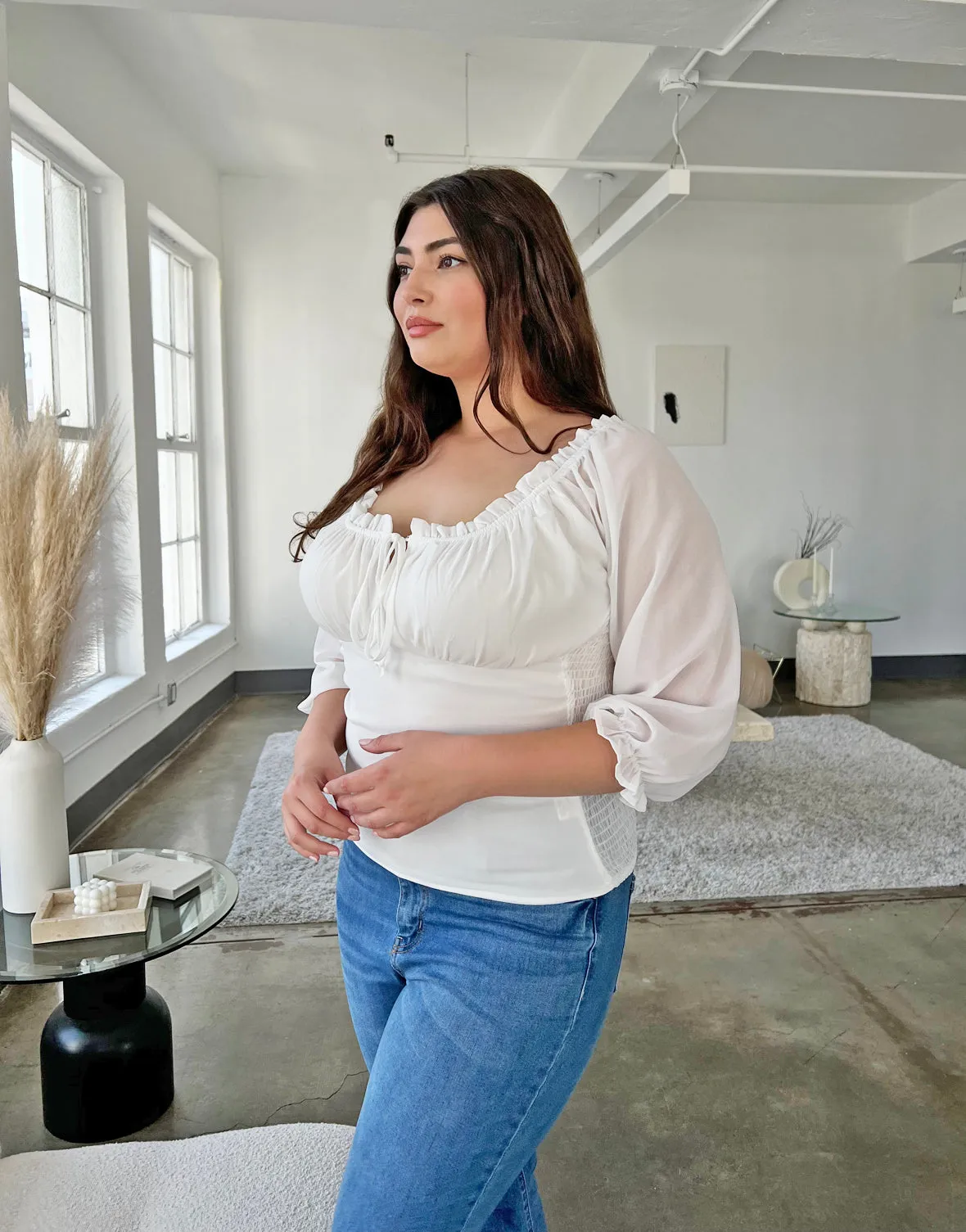 Plus Size Smocked Back Long Sleeve Blouse sold by 2020 Ave product image thumbnail 3