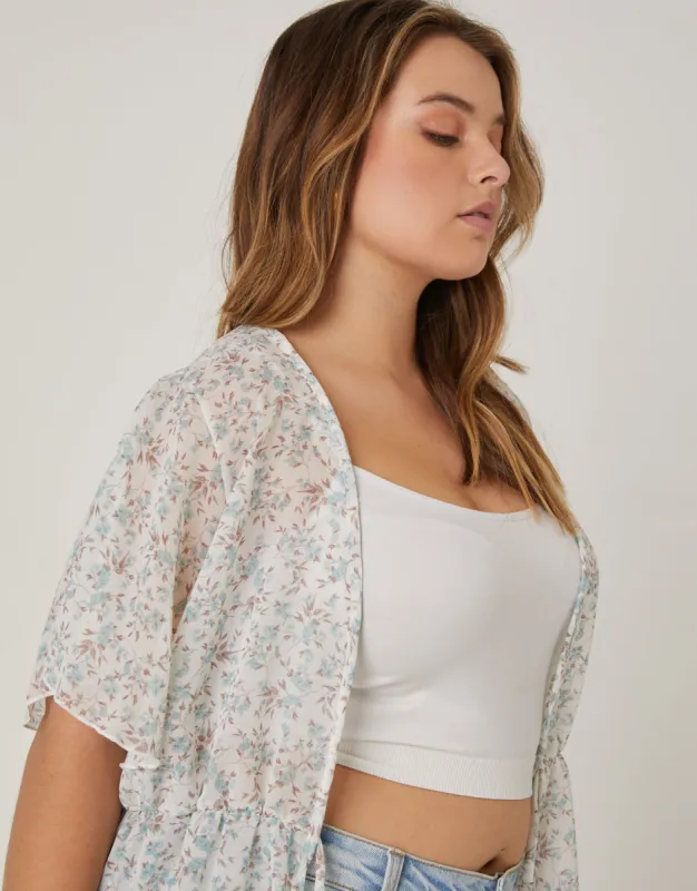 Plus Size Sheer Floral Tie Front Top sold by 2020 Ave