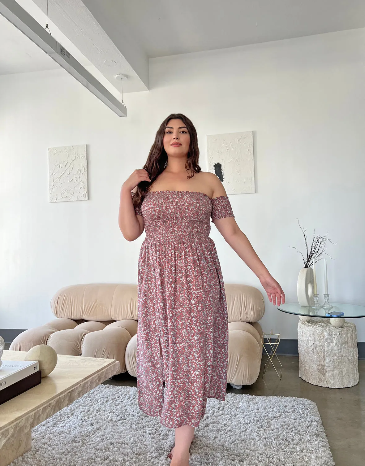 Plus Size Smocked and Flowy Floral Dress sold by 2020 Ave