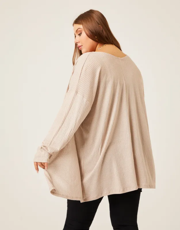 Plus Size Waffle Knit Cardigan sold by 2020 Ave