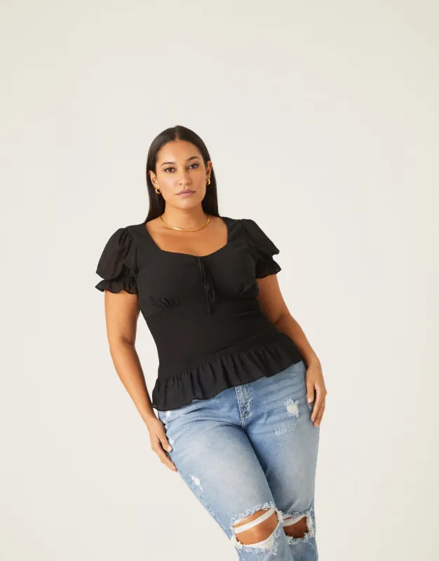 Plus Size Smocked Gathered Chiffon Top sold by 2020 Ave