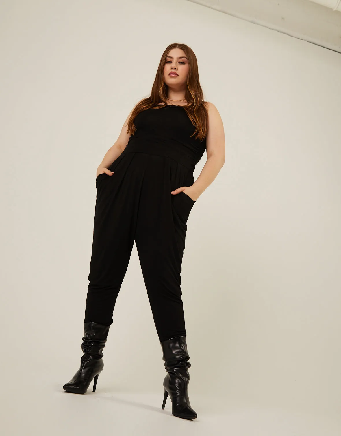 Plus Size Ruched Knit Jumpsuit sold by 2020 Ave product image thumbnail 3