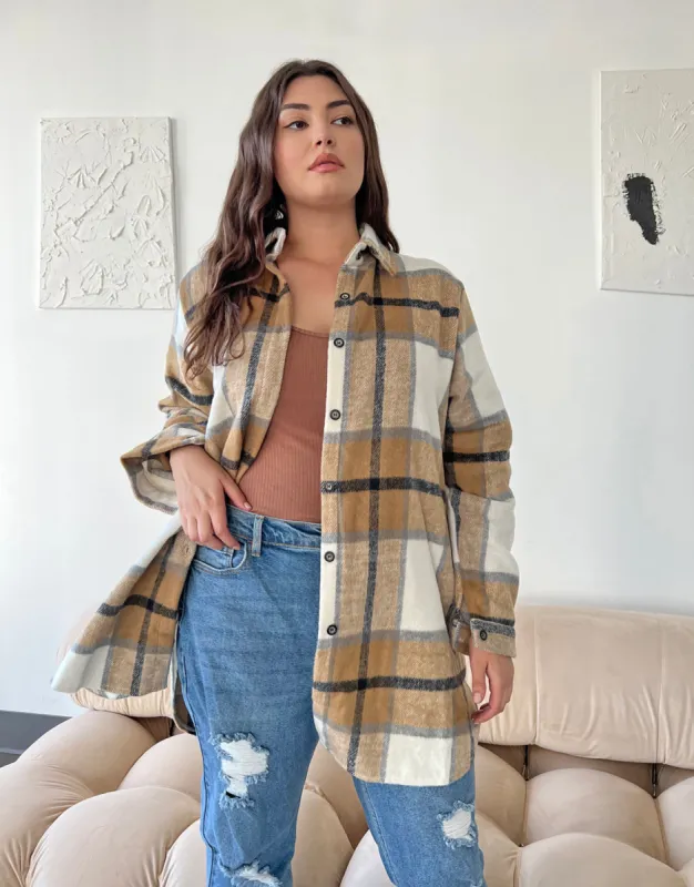 Plus Size Oversized Plaid Shirt Jacket sold by 2020 Ave