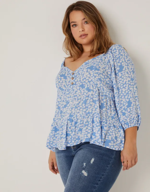 Plus Size Drapey Floral Top sold by 2020 Ave