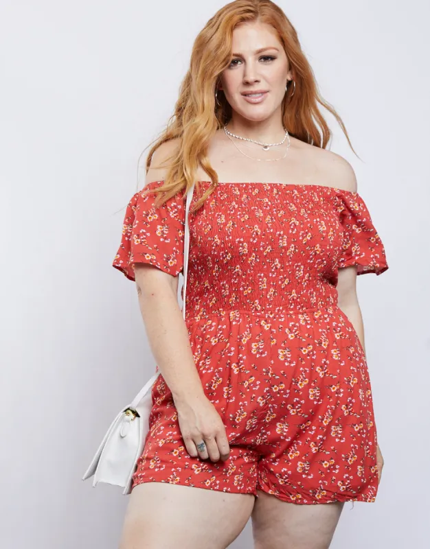 Plus Size Laced Up Floral Romper sold by 2020 Ave