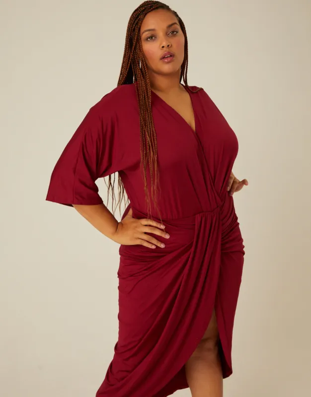 Plus Size Gathered Drapey V Neck Dress sold by 2020 Ave