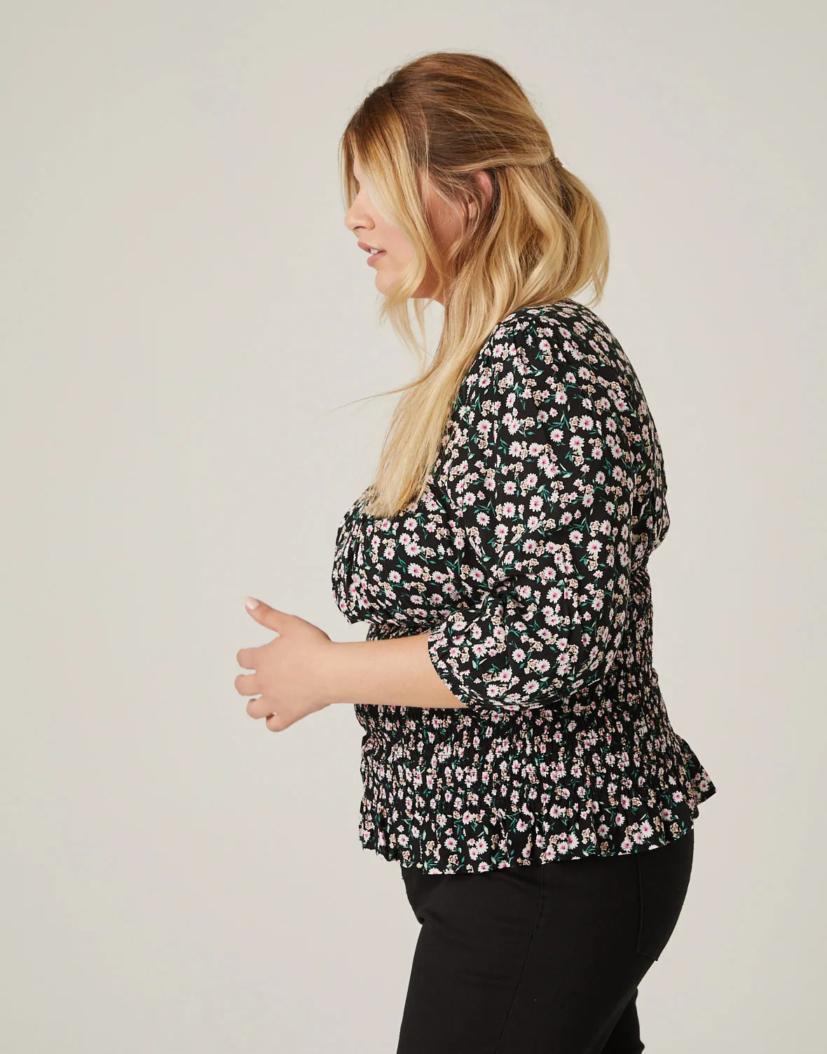 Plus Size Smocked Waist Floral Blouse sold by 2020 Ave product image thumbnail 3