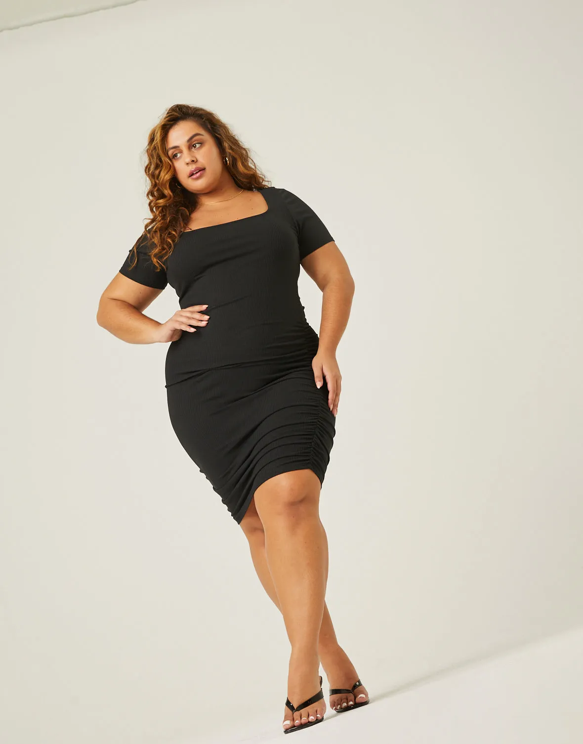 Plus Size Square Neck Ruched Dress sold by 2020 Ave product image thumbnail 3