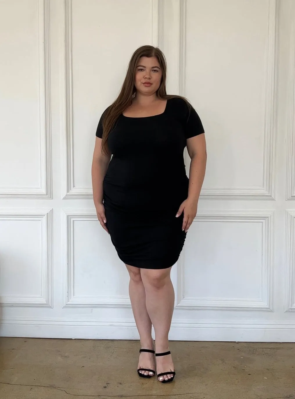 Plus Size Square Neck Ruched Dress sold by 2020 Ave