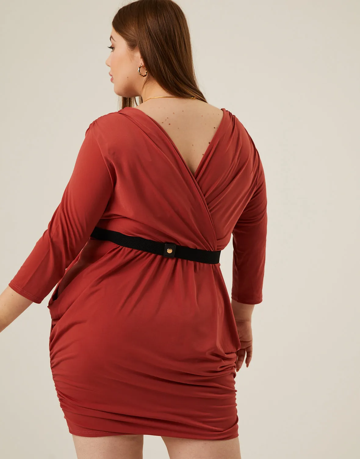 Plus Size Belted Ruched Dress sold by 2020 Ave product image thumbnail 5
