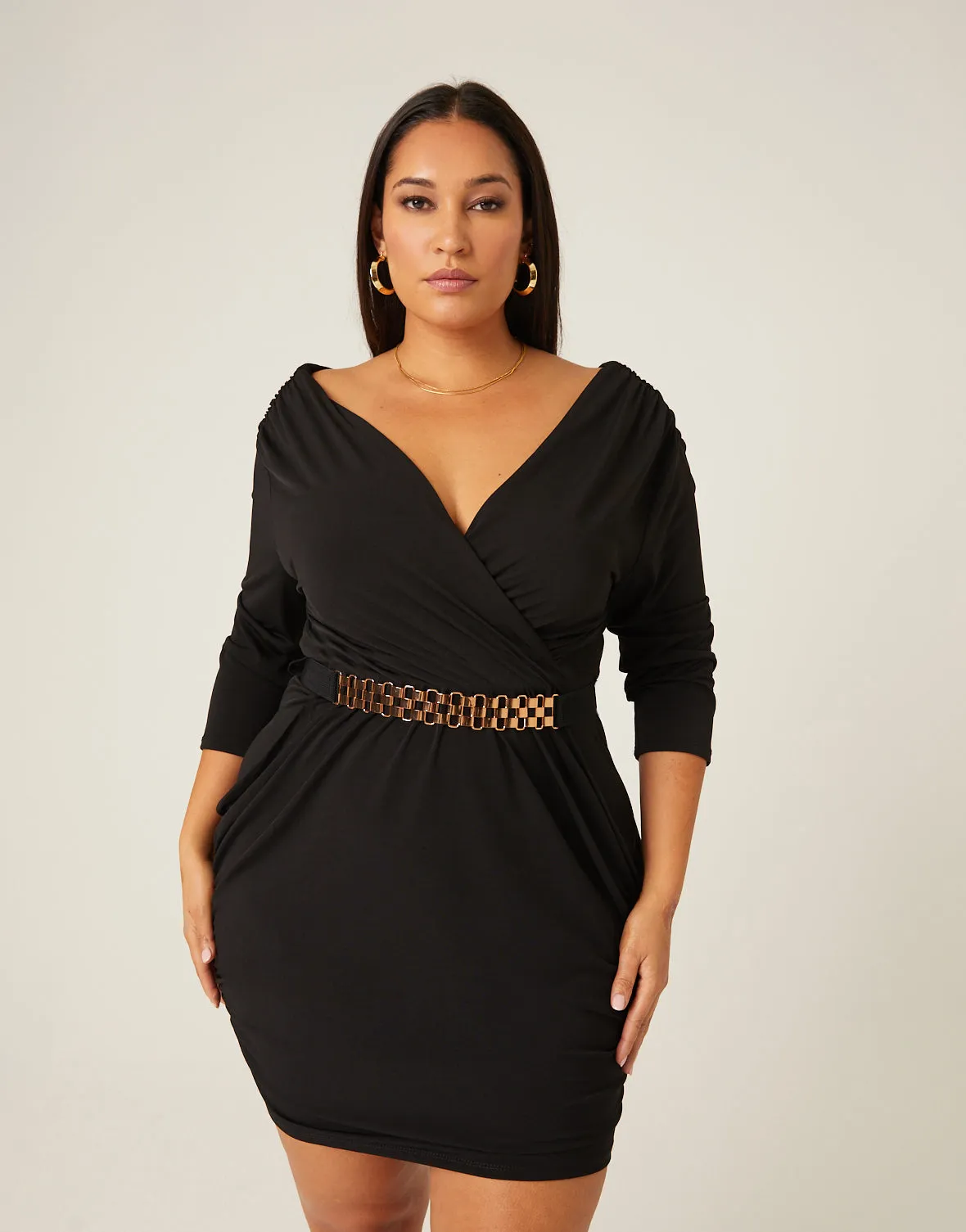 Plus Size Belted Ruched Dress sold by 2020 Ave product image thumbnail 3