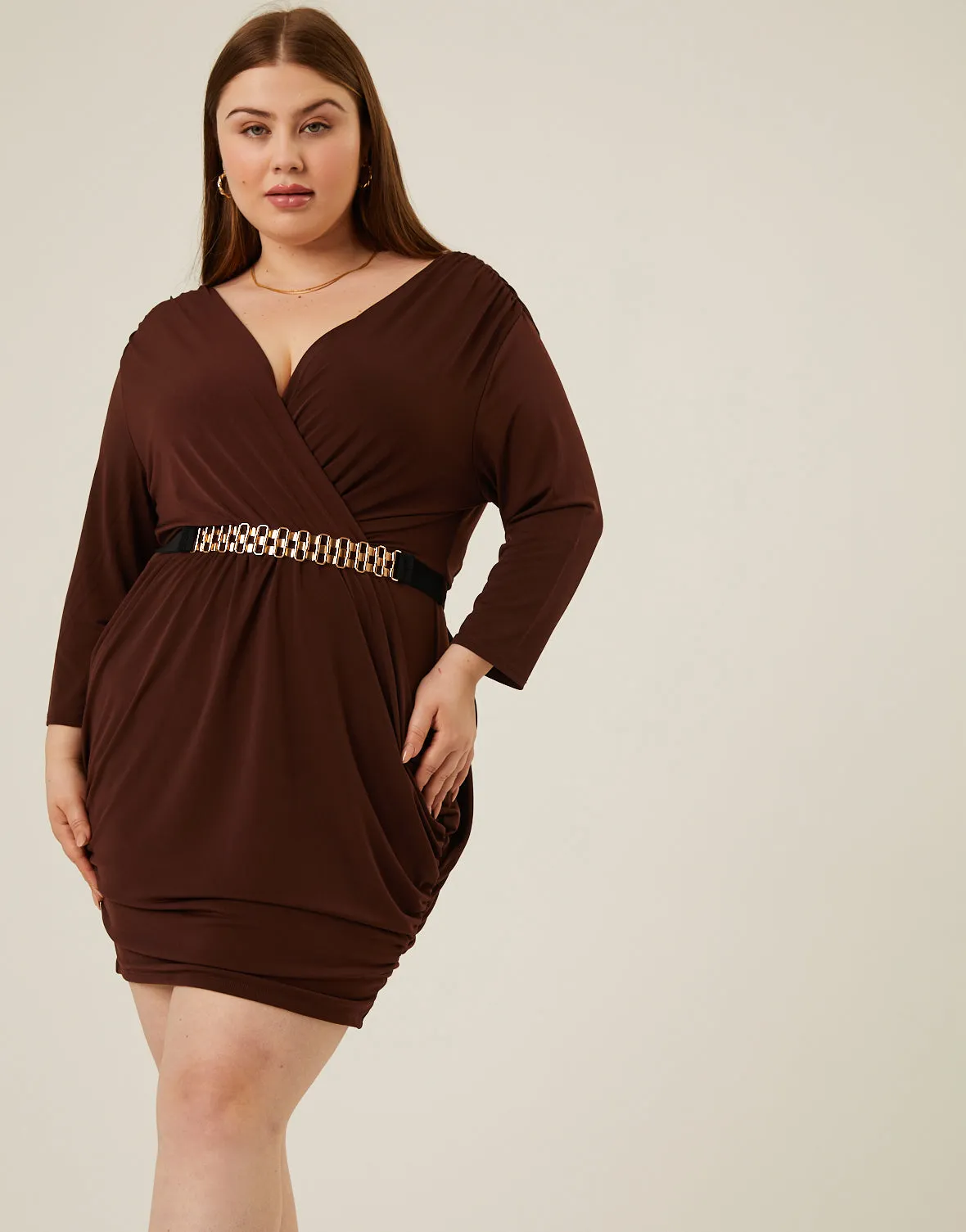 Plus Size Belted Ruched Dress sold by 2020 Ave
