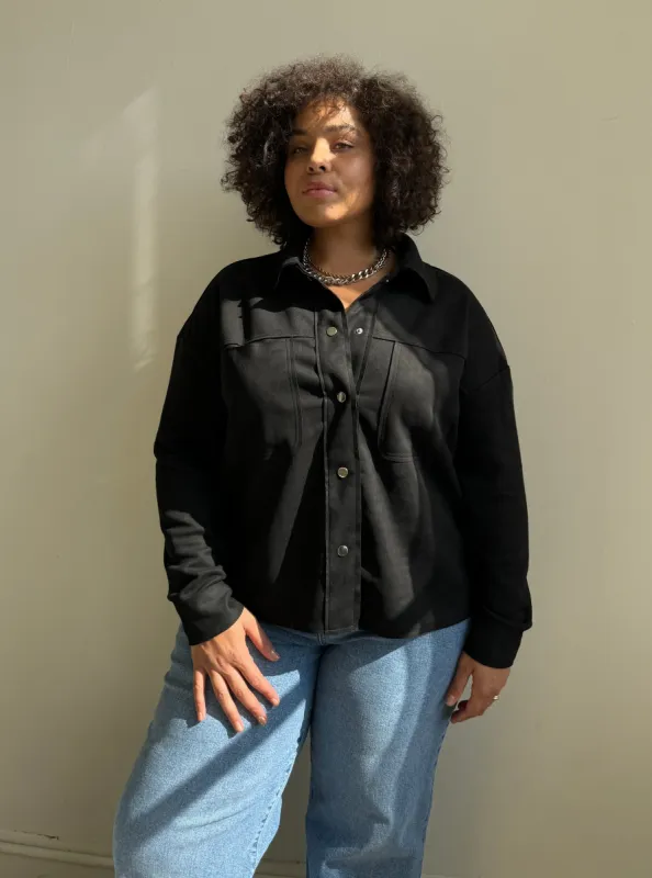 Plus Size Button Down Suede Jacket sold by 2020 Ave