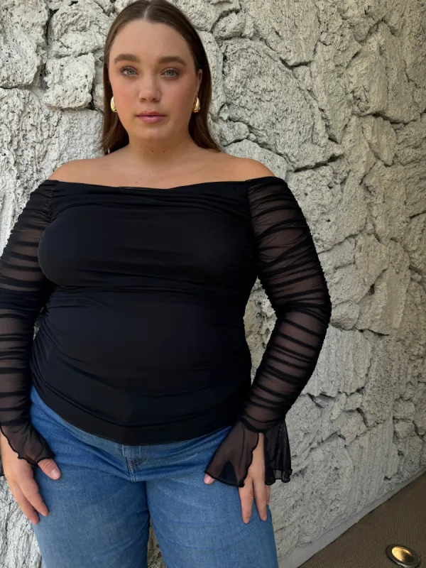 Plus Size Drapey Ruched Mesh Sleeve Top sold by 2020 Ave