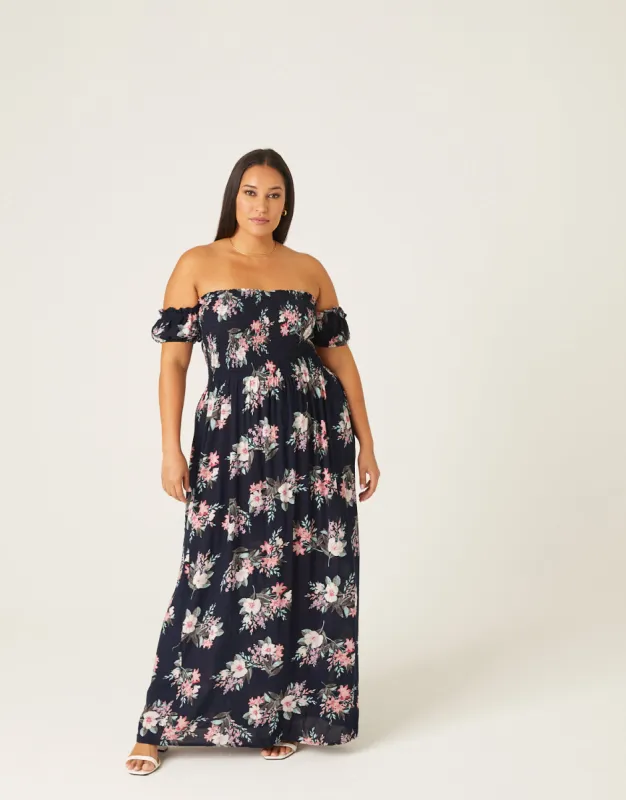 Plus Size Off Shoulder Floral Maxi Dress sold by 2020 Ave