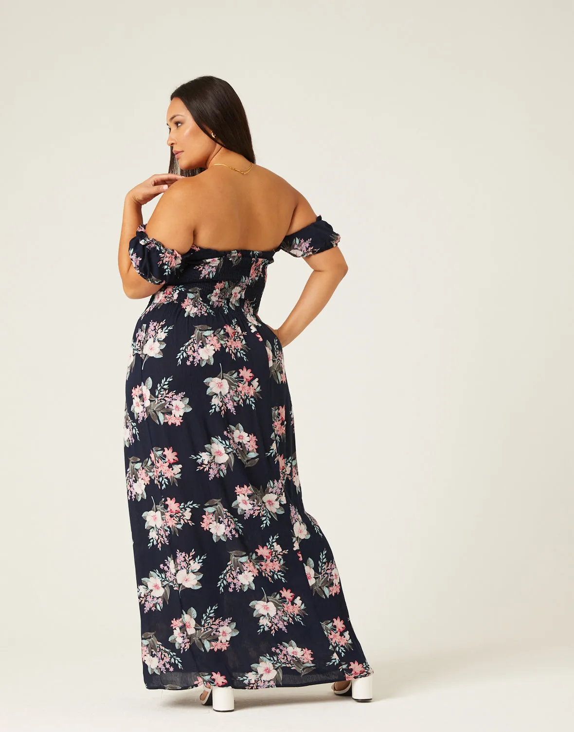Plus Size Off Shoulder Floral Maxi Dress sold by 2020 Ave product image thumbnail 5