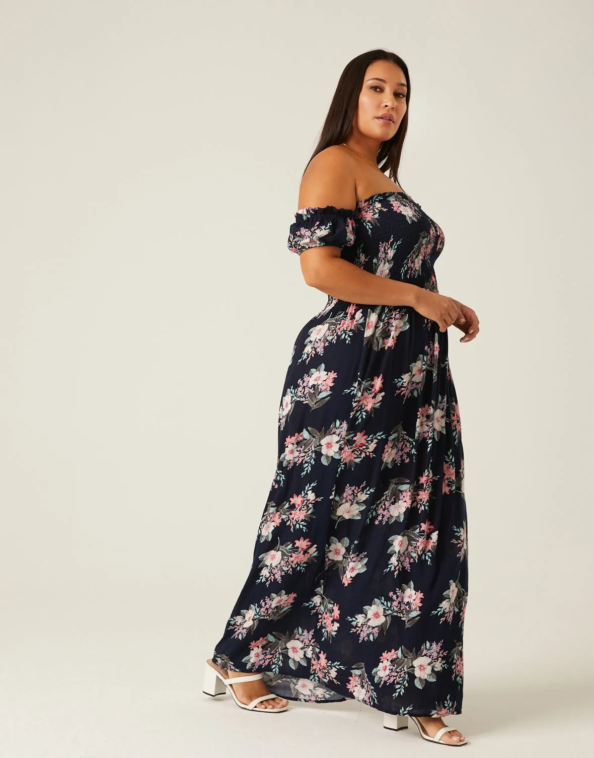 Plus Size Off Shoulder Floral Maxi Dress sold by 2020 Ave product image thumbnail 2