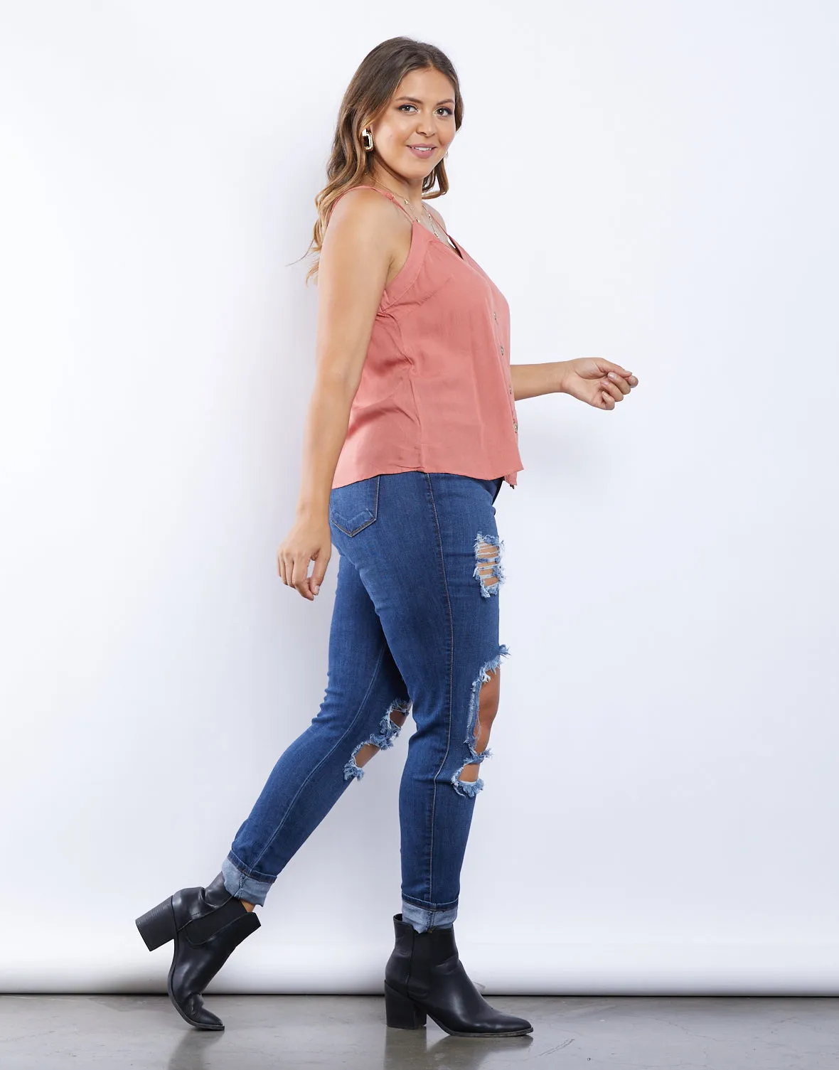 Plus Size Brielle Button Front Tank sold by 2020 Ave product image thumbnail 5