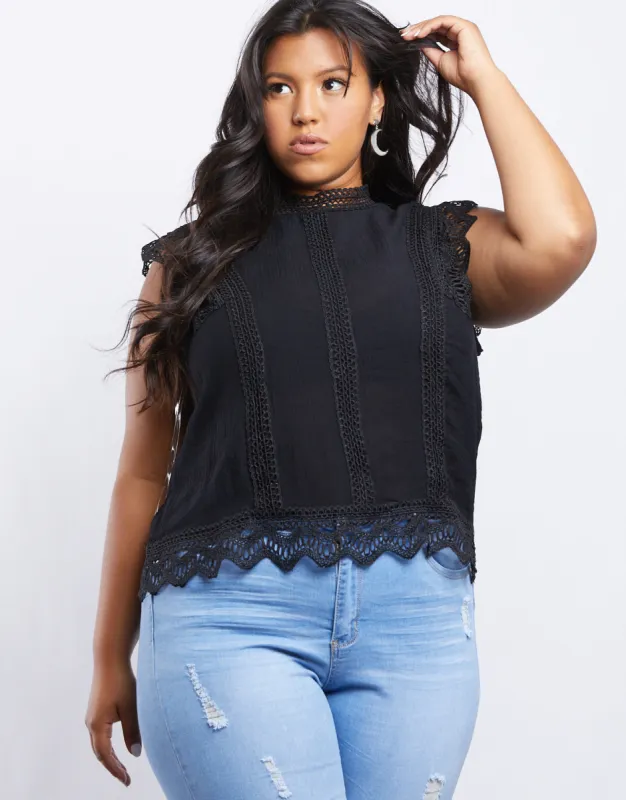Plus Size Annabelle Lace Trim Top sold by 2020 Ave