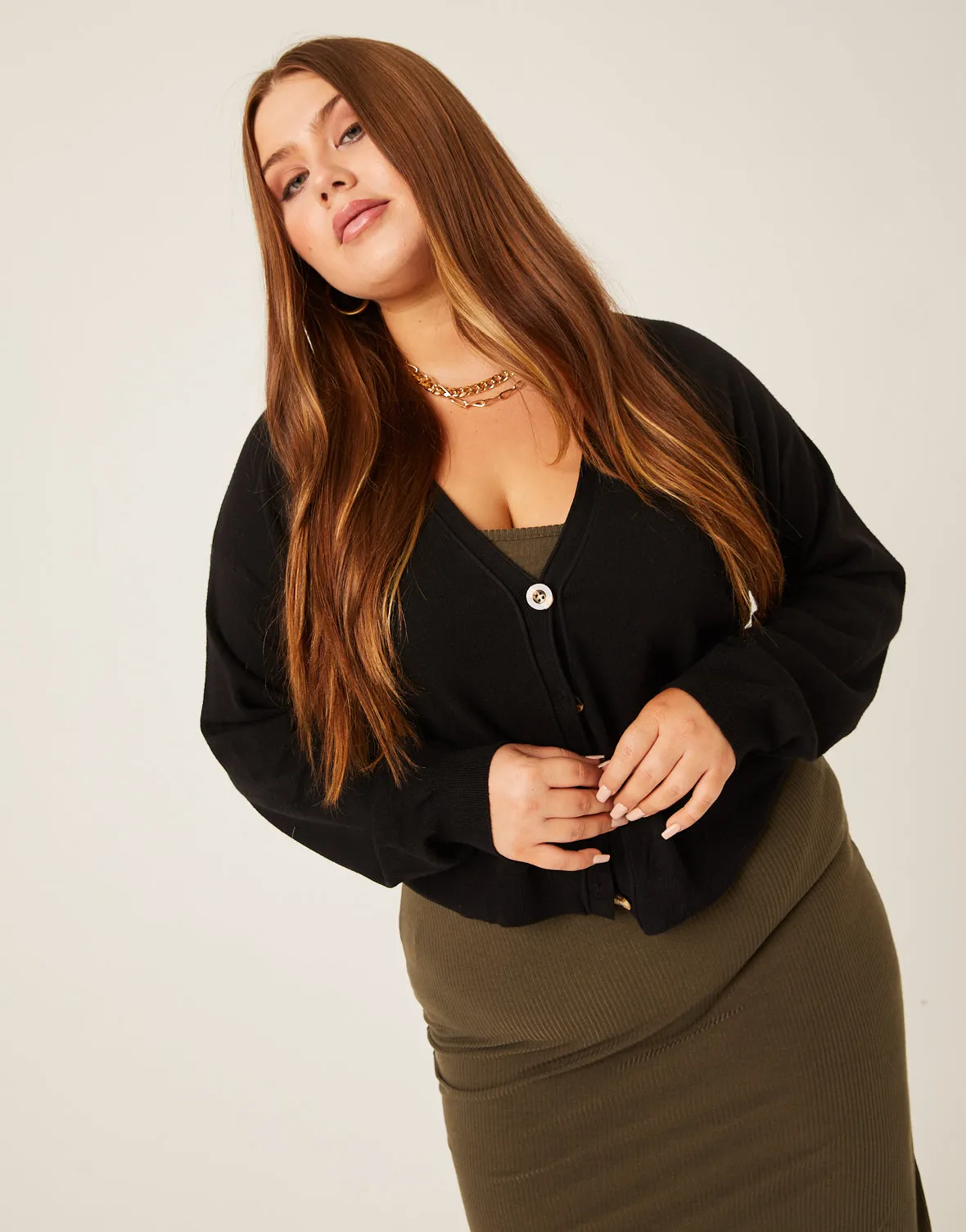 Plus Size Soft Button Down Cardigan sold by 2020 Ave product image thumbnail 2