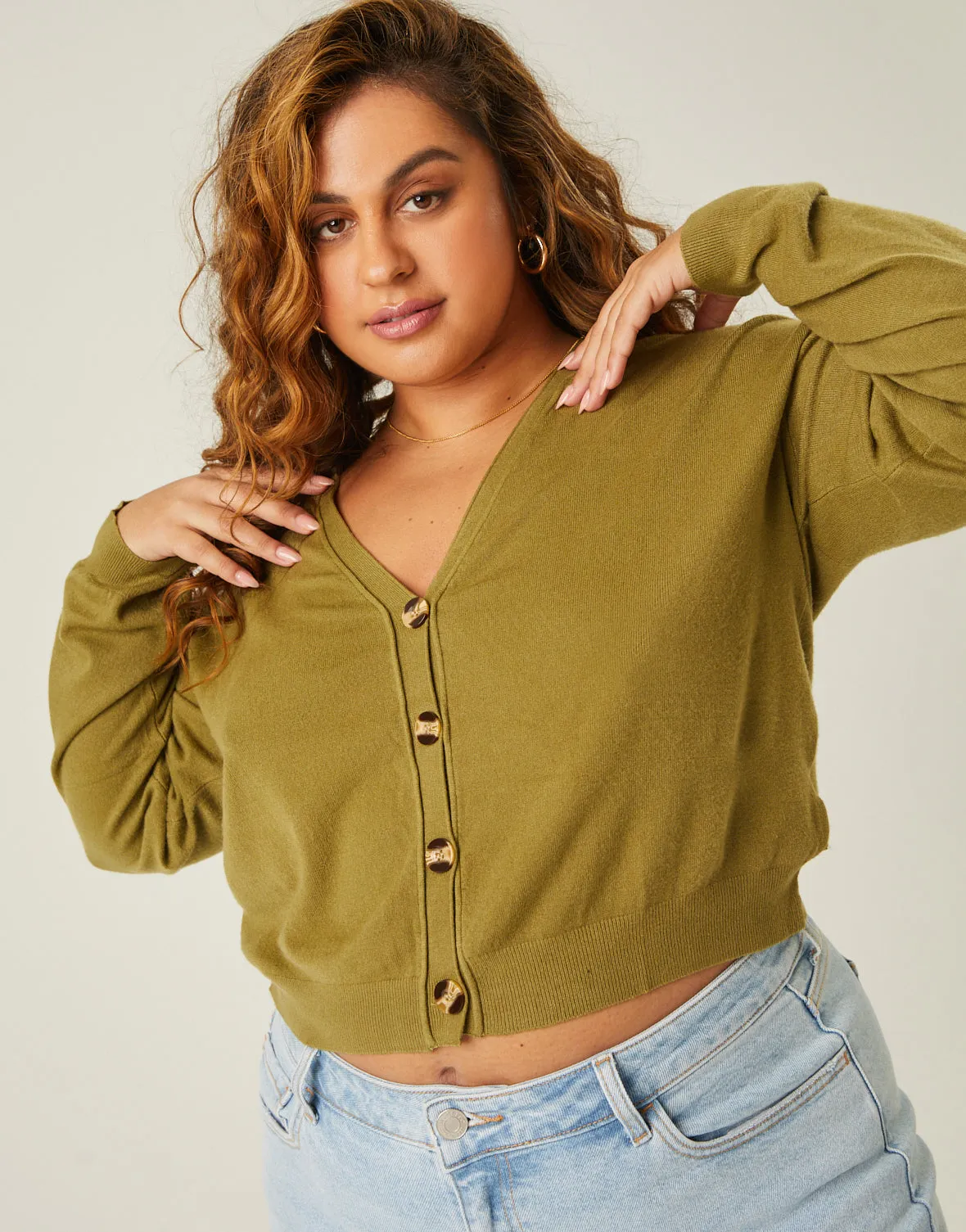 Plus Size Soft Button Down Cardigan sold by 2020 Ave