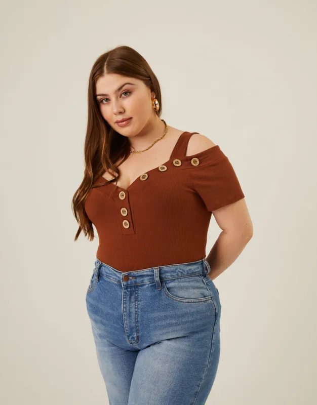 Plus Size Button Detail Top sold by 2020 Ave