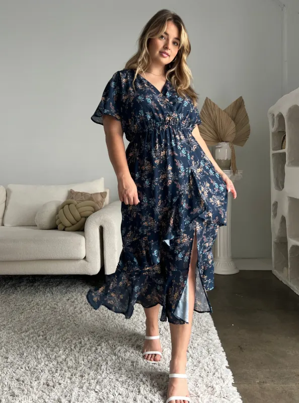 Plus Size Surpliced Floral Midi Dress sold by 2020 Ave
