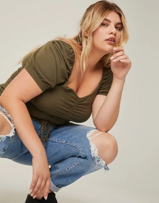 Plus Size Ruched Front Ribbed Tee sold by 2020 Ave