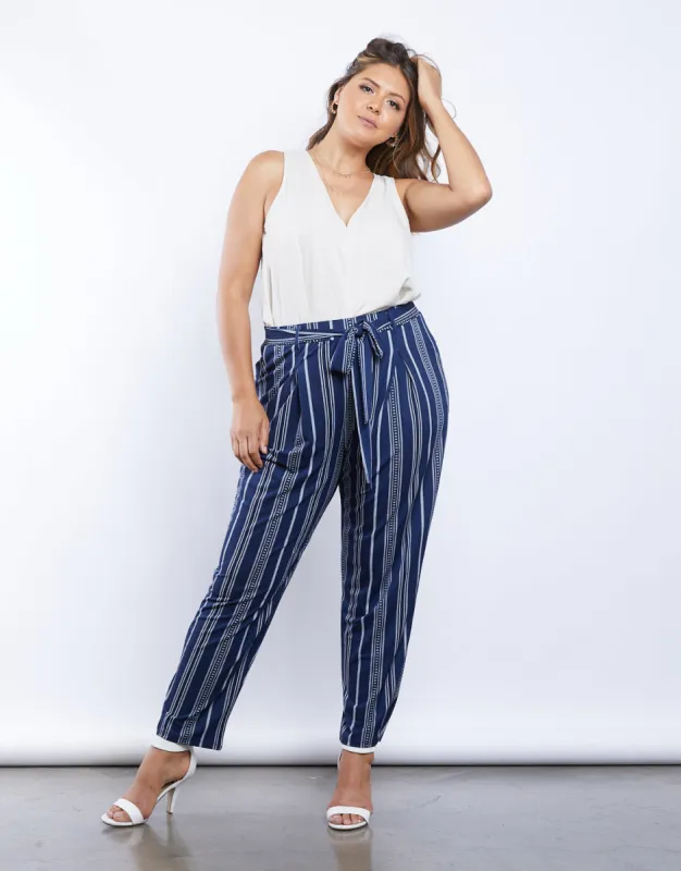 Plus Size Striped Paper Bag Pants sold by 2020 Ave