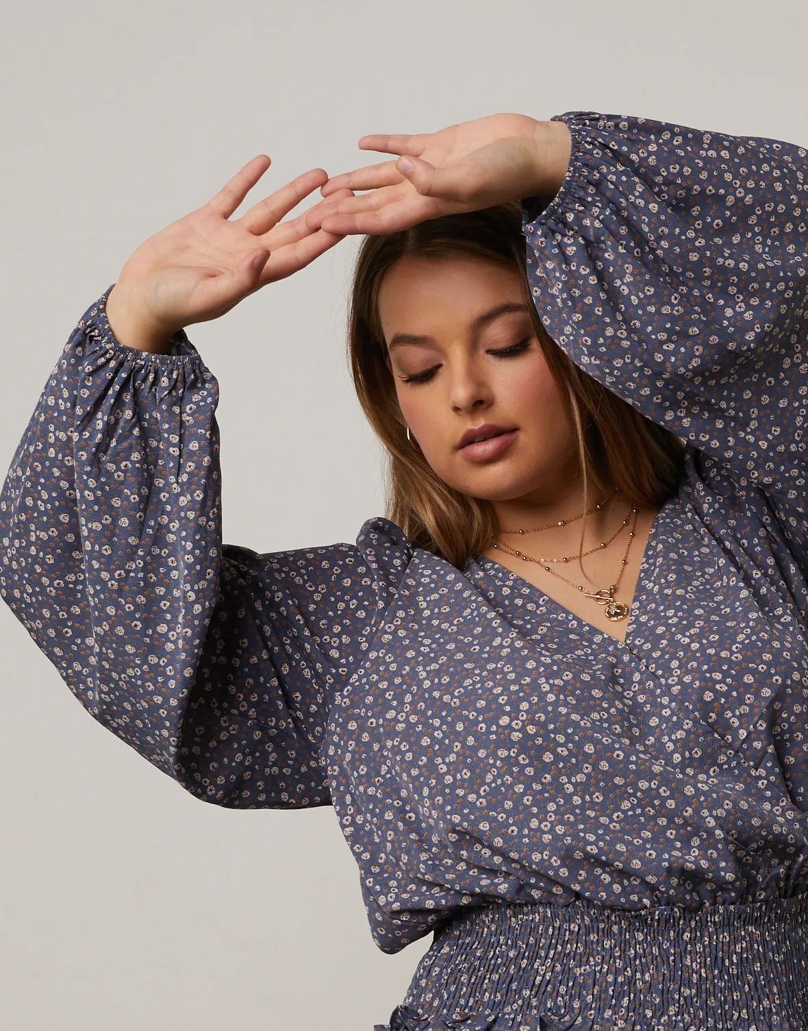 Plus Size Floral Surplice Top sold by 2020 Ave