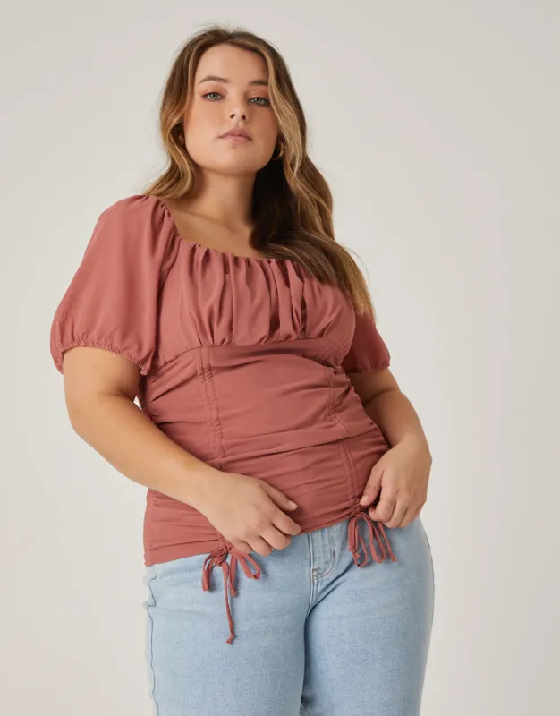 Plus Size Double Ruched Chiffon Top sold by 2020 Ave