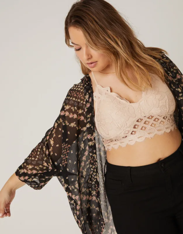 Plus Size Floral Printed Sheer Cardigan sold by 2020 Ave
