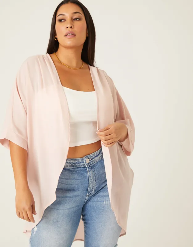 Plus Size Chiffon Open Front Cardigan sold by 2020 Ave