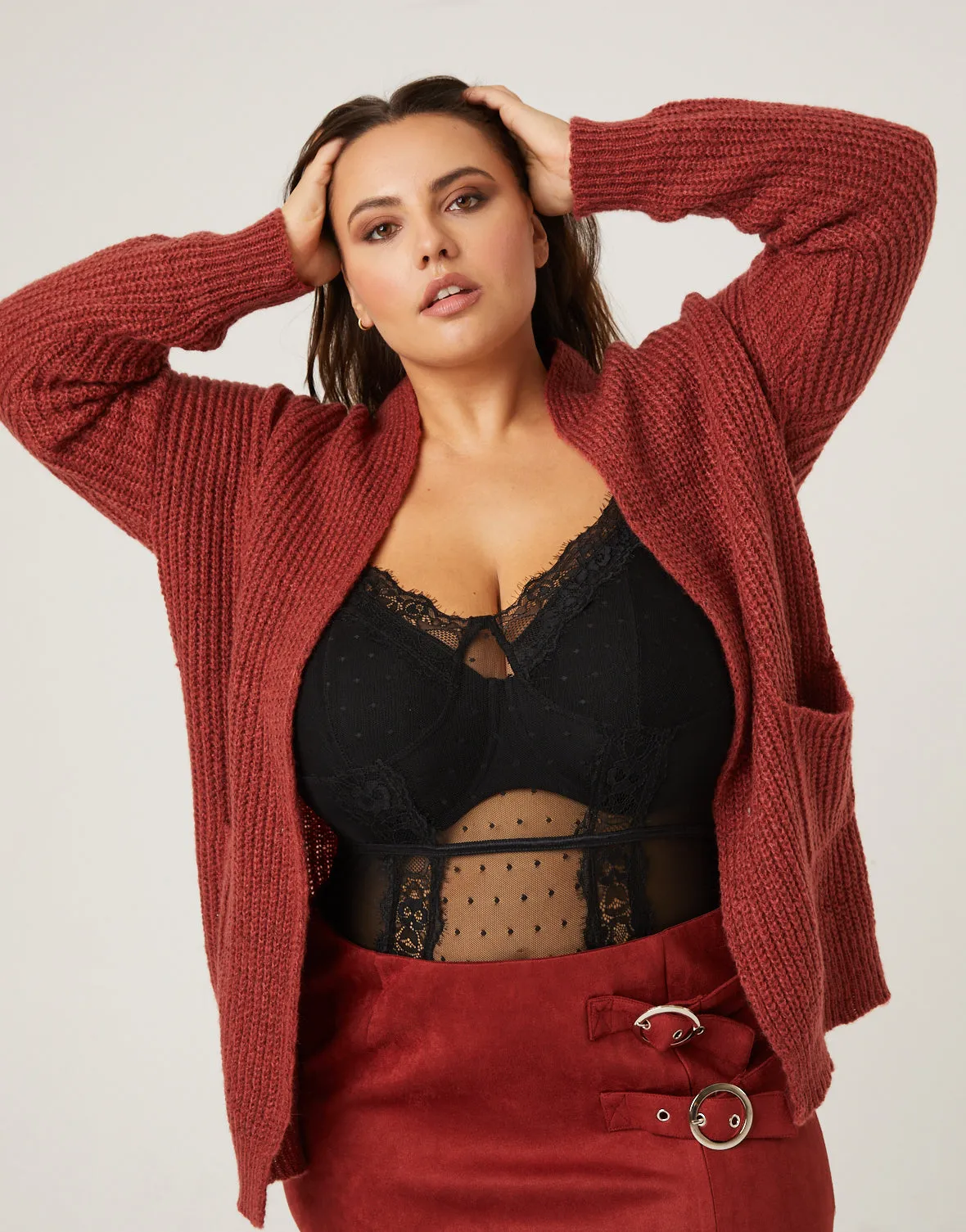 Plus Size Open Cardigan With Pockets sold by 2020 Ave product image thumbnail 3