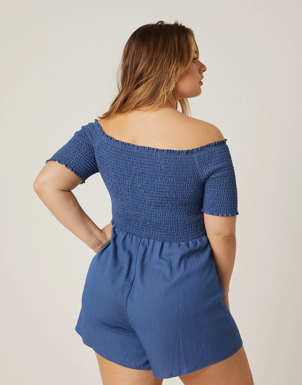 Plus Size Chambray Woven Romper sold by 2020 Ave product image thumbnail 4