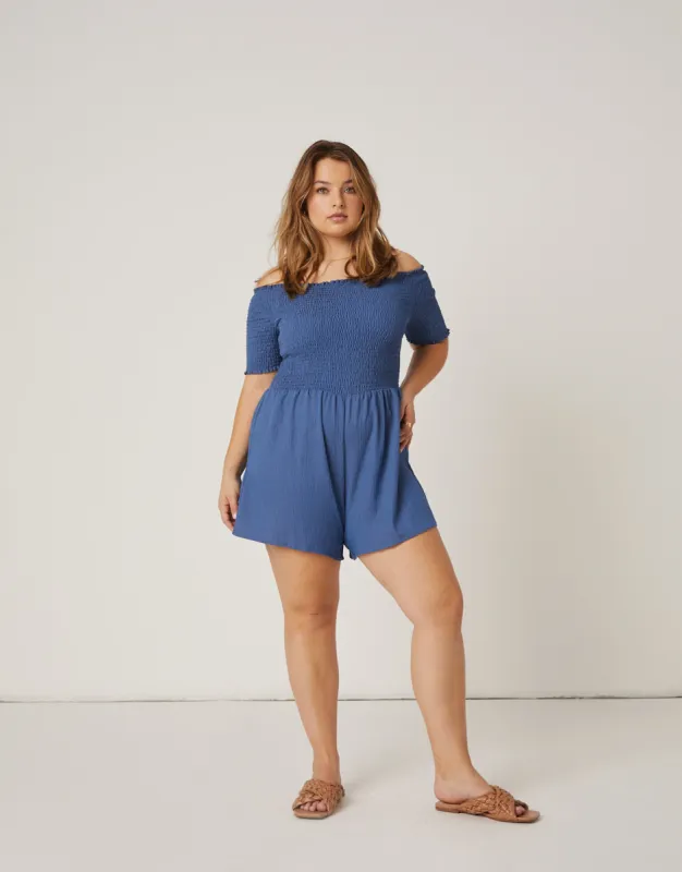 Plus Size Chambray Woven Romper sold by 2020 Ave