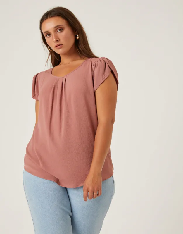 Plus Size Crinkle Cap Sleeve Blouse sold by 2020 Ave