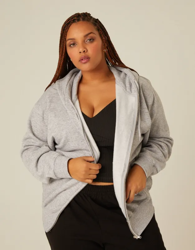 Plus Size Zip Front Hoodie Sweatshirt sold by 2020 Ave