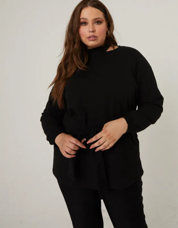 Plus Size Cinched Cold Shoulder Sweatshirt sold by 2020 Ave