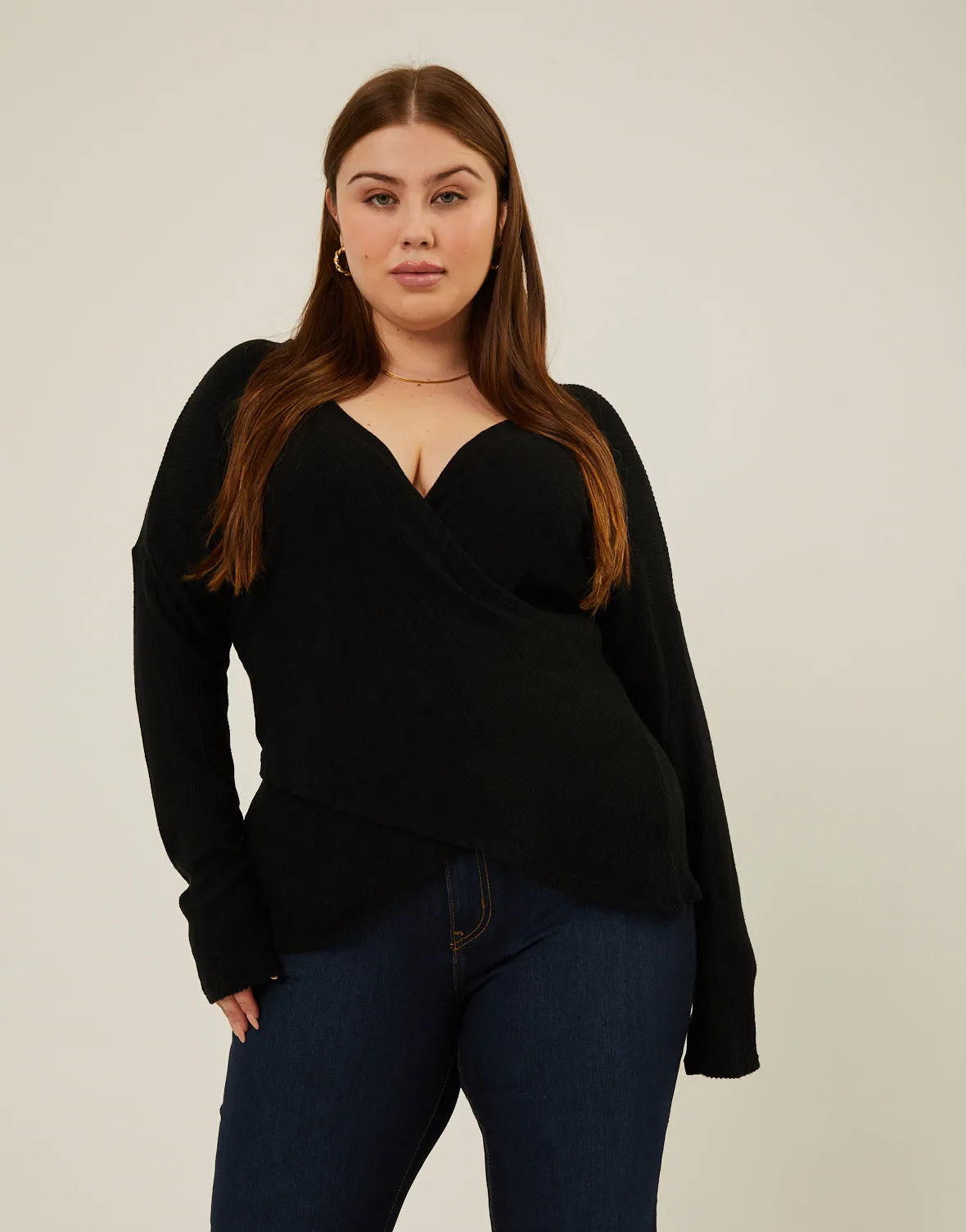 Plus Size Soft Ribbed Surplice Top sold by 2020 Ave product image thumbnail 2