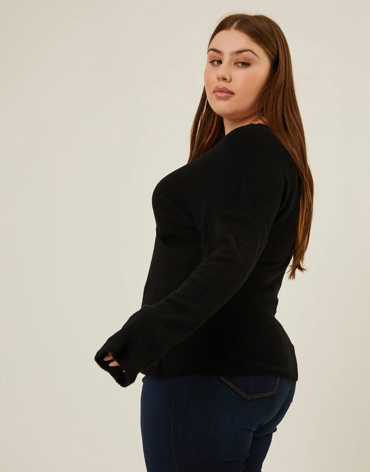 Plus Size Soft Ribbed Surplice Top sold by 2020 Ave product image thumbnail 4