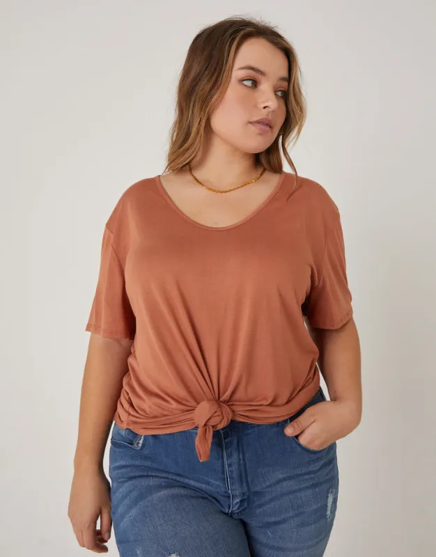 Plus Size Anytime Simple Knot Tee sold by 2020 Ave