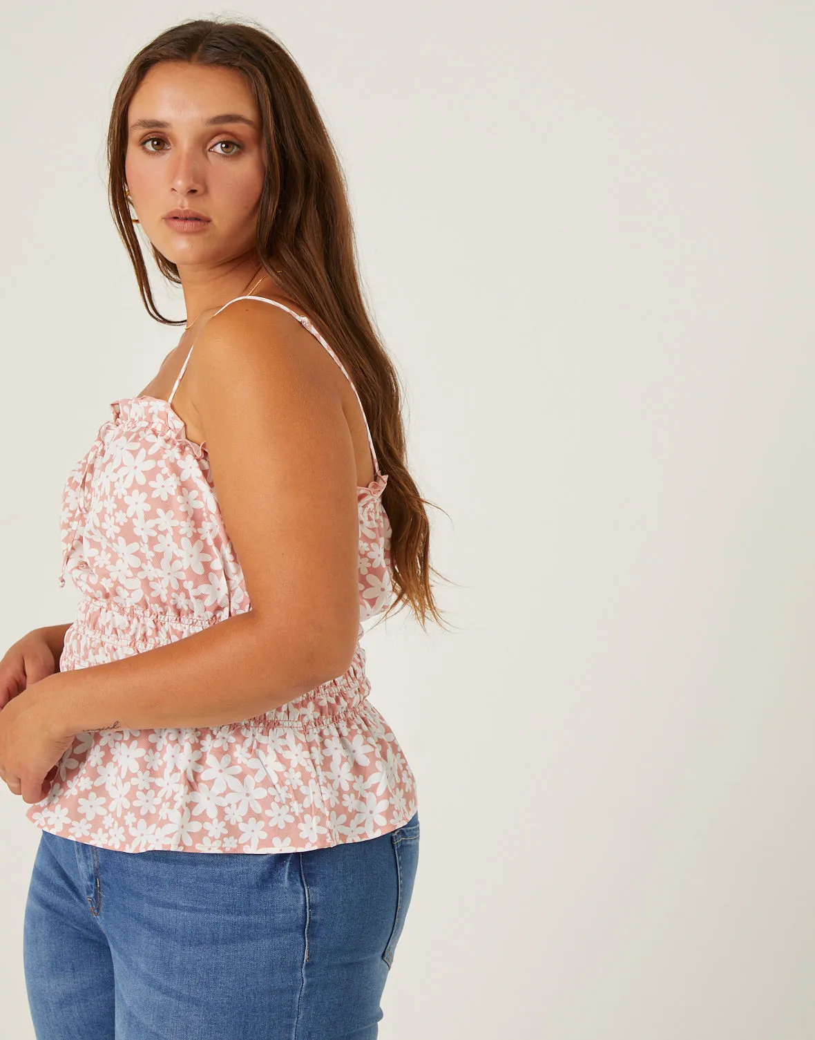 Plus Size Smocked Contrast Floral Tank sold by 2020 Ave product image thumbnail 5