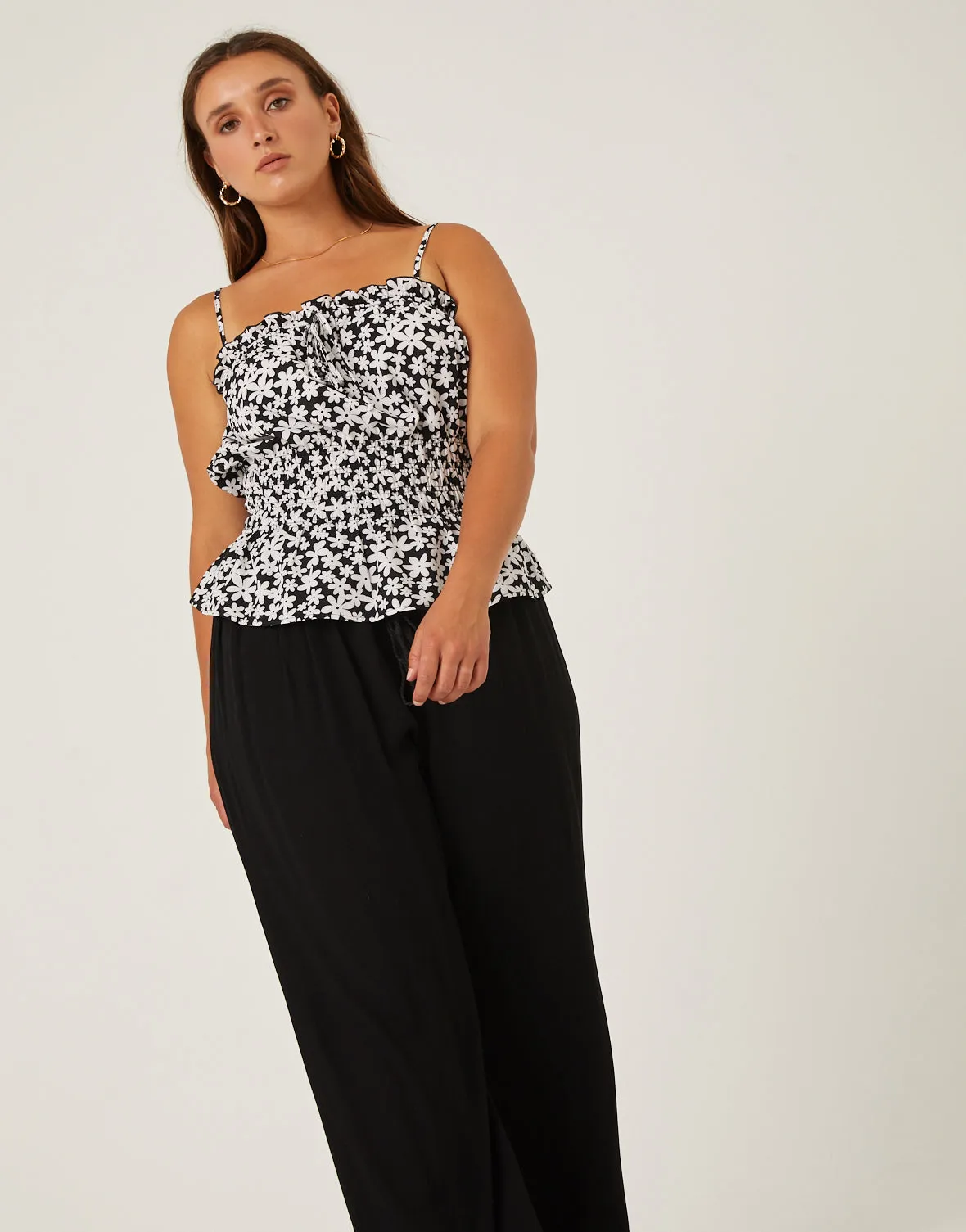 Plus Size Smocked Contrast Floral Tank sold by 2020 Ave product image thumbnail 4