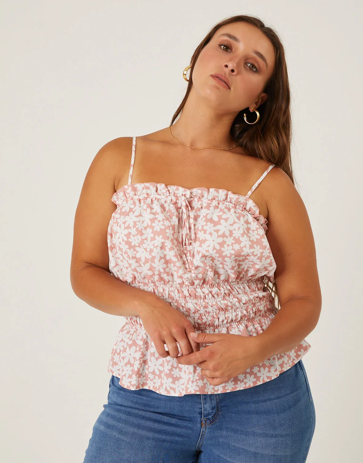 Plus Size Smocked Contrast Floral Tank sold by 2020 Ave product image thumbnail 3