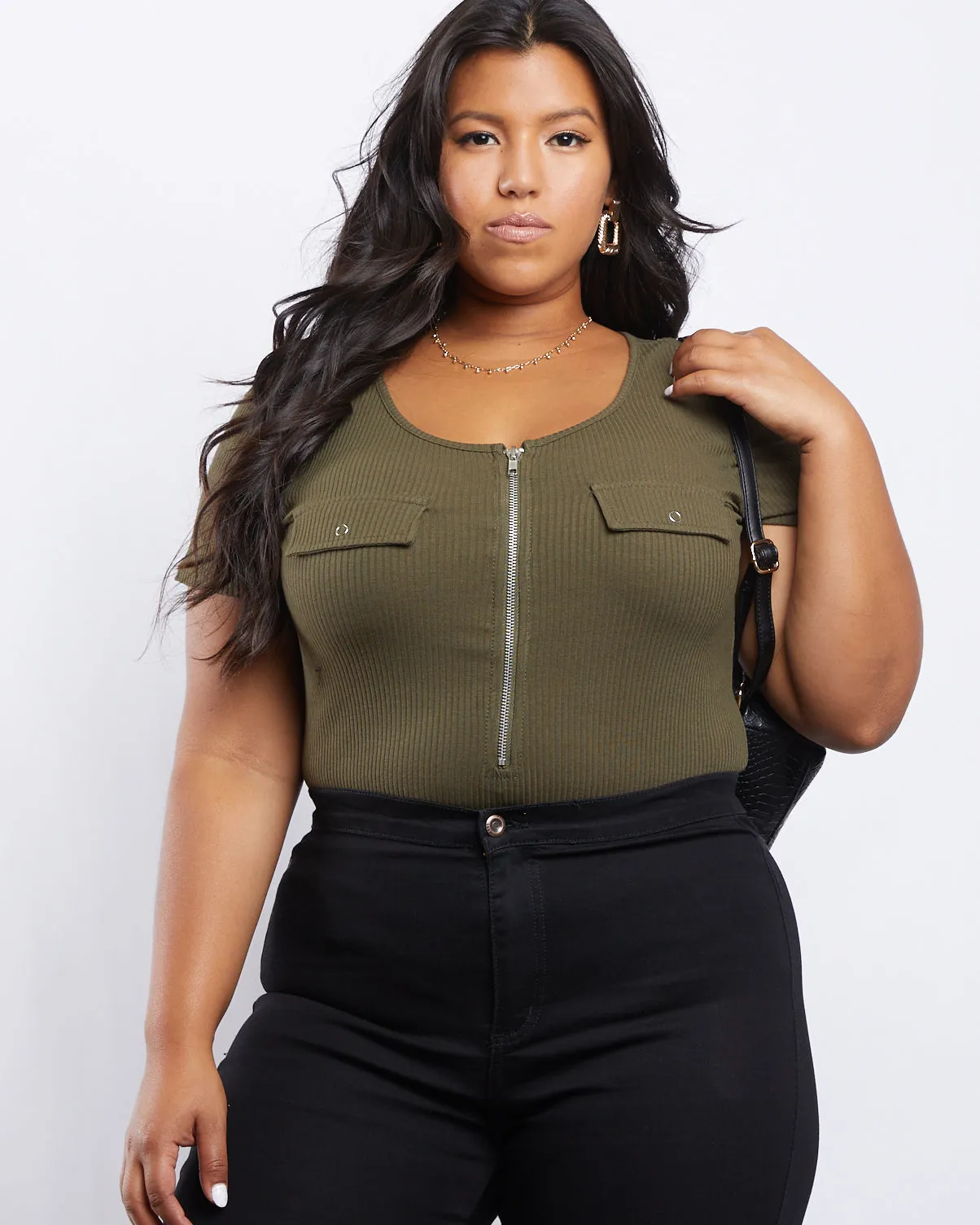 Plus Size Zip It Up Bodysuit sold by 2020 Ave product image thumbnail 2